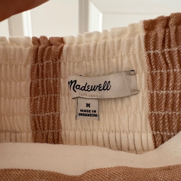 Madewell Ruffle Hem Linen Striped Midi Skirt - Picture 3 of 5